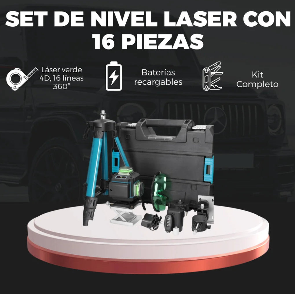 SET DE NIVEL LASER 16 PZ CON TRÍPODE